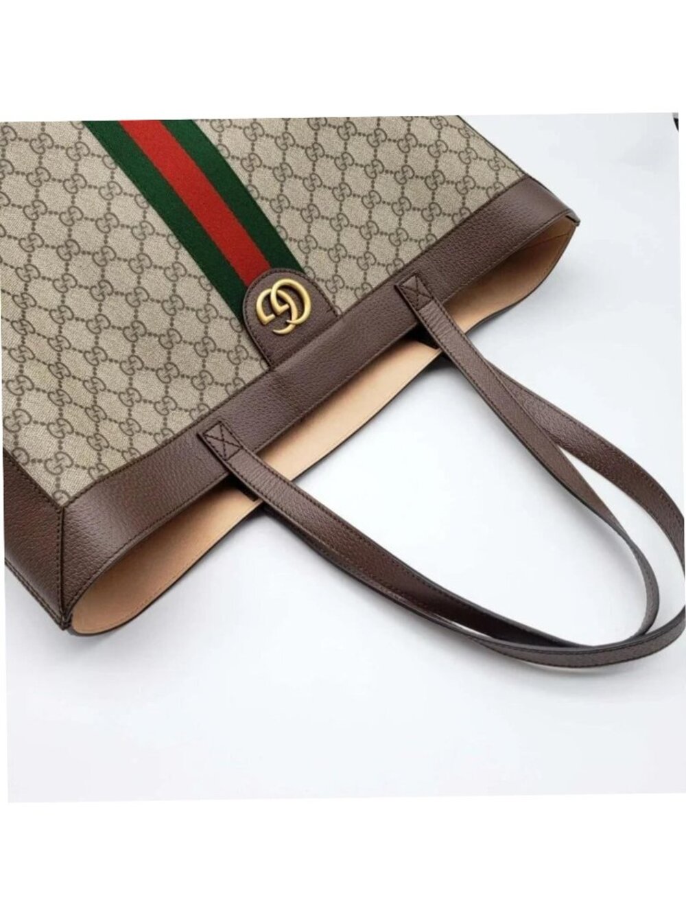 Authentic Gucci Ophidia GG Supreme Canvas Large Tote Bag Web Stripe Shoulder Bag - Picture 8 of 15